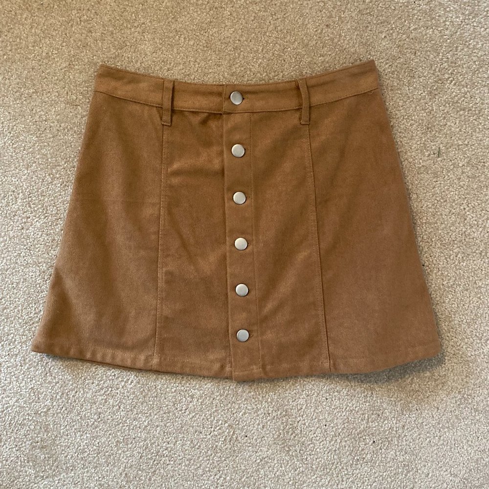Olivaceous Suede Mini Skirt